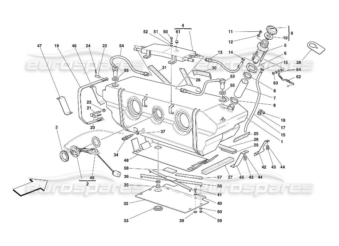 Ferrari 456 M GT/M GTA Serbatoio carburante - Valido per USA MY 2000 e CDN MY 2000 Diagramma delle parti