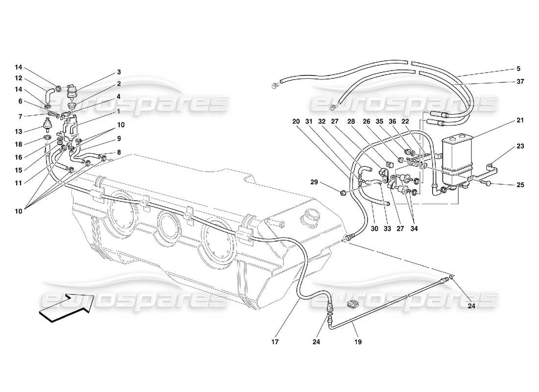 Ferrari 456 M GT/M GTA Dispositivo antievaporazione -Non per USA, CDN e AUS Diagramma delle parti