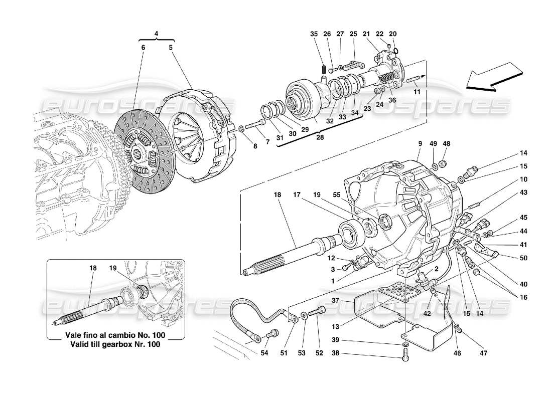 Ferrari 456 M GT/M GTA Frizione - Comandi -Non per 456M GTA Diagramma delle parti