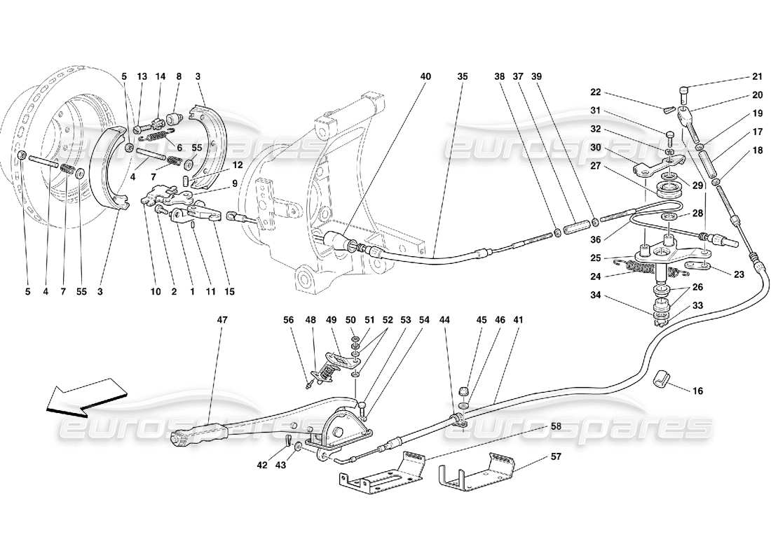 Ferrari 456 M GT/M GTA Controllo del freno a mano: non per 456M GTA Diagramma delle parti