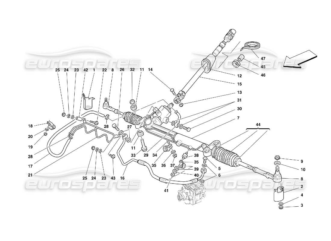 Ferrari 456 M GT/M GTA Scatola Sterzo Idraulico e Serpentina -Vale per GD Diagramma delle parti
