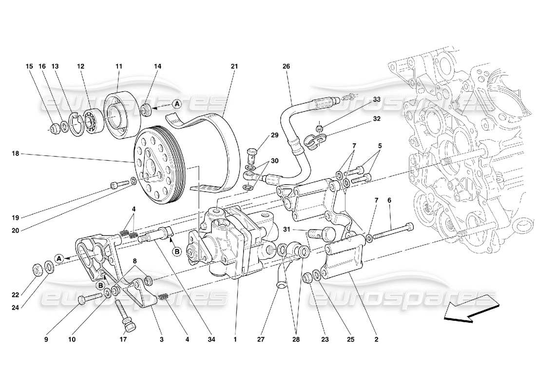 Ferrari 456 M GT/M GTA Pompe sterzo idrauliche Diagramma delle parti