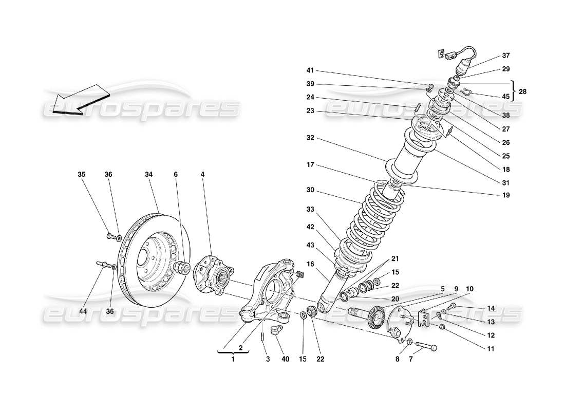 Ferrari 456 M GT/M GTA Sospensione anteriore: ammortizzatore e disco freno Diagramma delle parti