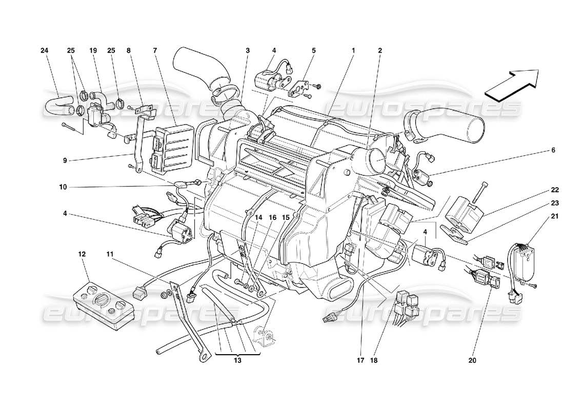 Ferrari 456 M GT/M GTA Unità evaporatore e controlli Diagramma delle parti