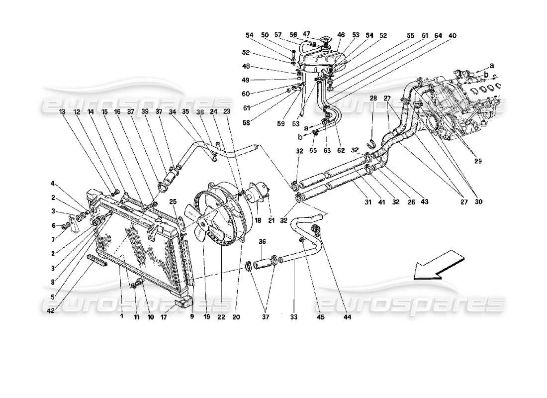 Ferrari Mondial 3.4 t Coupe/Cabrio Sistema di raffreddamento Diagramma delle parti