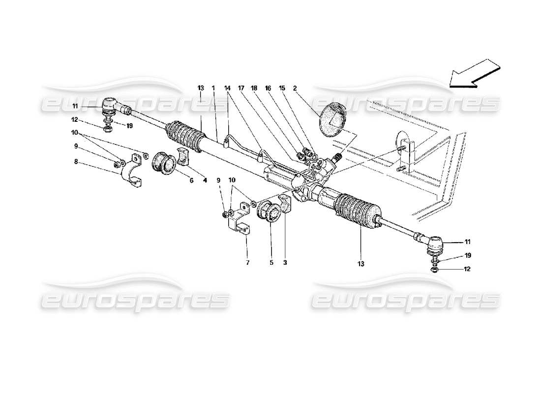 Ferrari Mondial 3.4 t Coupe/Cabrio Scatola dello sterzo e collegamento idraulici Diagramma delle parti
