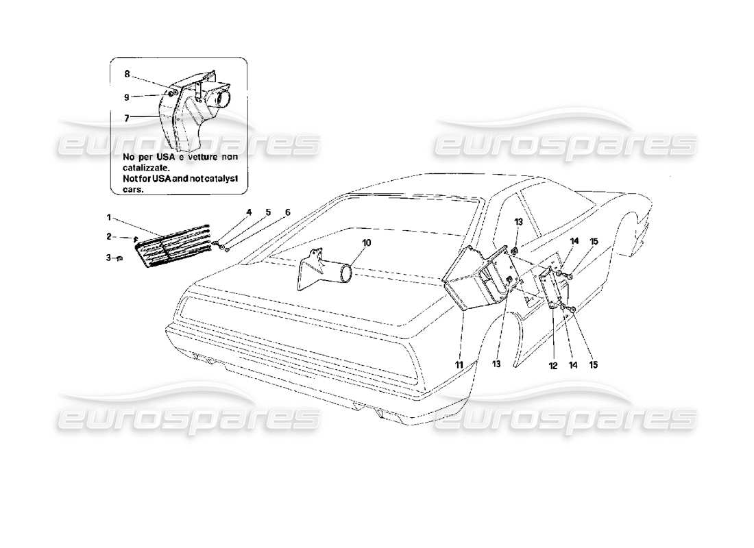 Ferrari Mondial 3.4 t Coupe/Cabrio Aspirazione Aria - Griglie e Strutture Diagramma delle parti