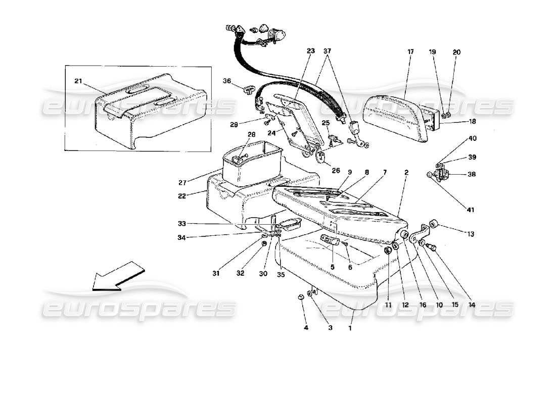 Ferrari Mondial 3.4 t Coupe/Cabrio Sedili e cinture di sicurezza posteriori - Coupé Diagramma delle parti