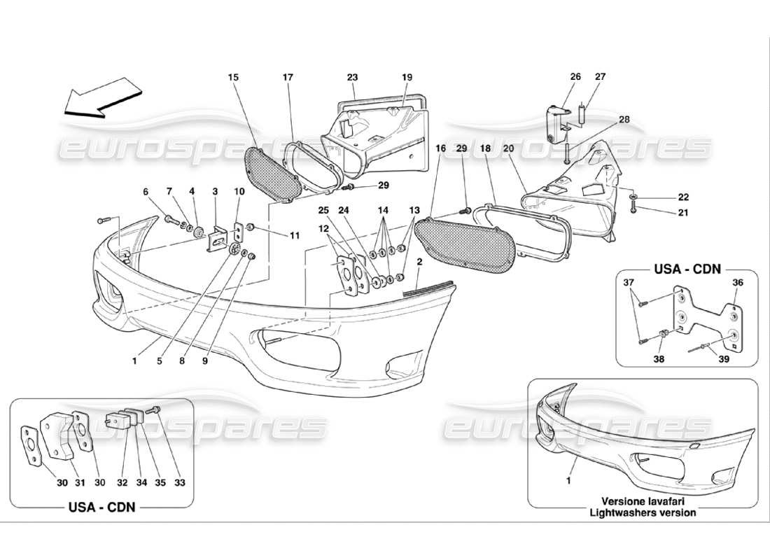 Ferrari 360 Challenge Stradale Paraurti anteriore Diagramma delle parti