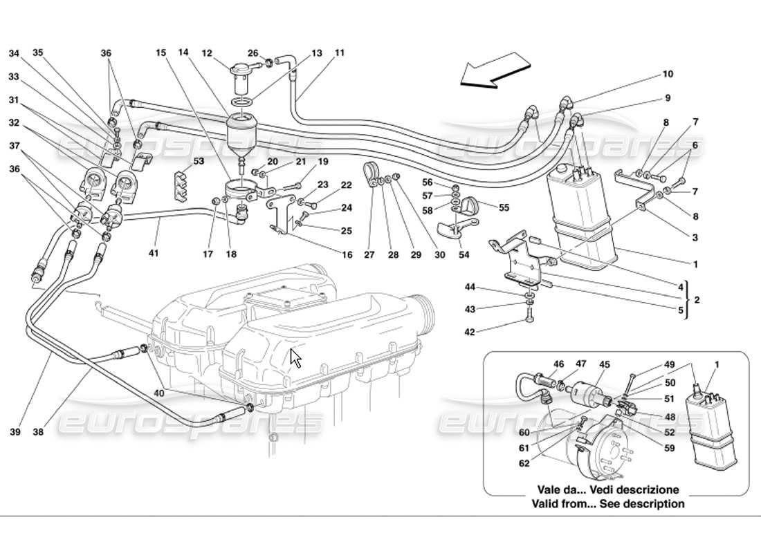 Ferrari 360 Modena Dispositivo Antievaporazione Diagramma delle parti