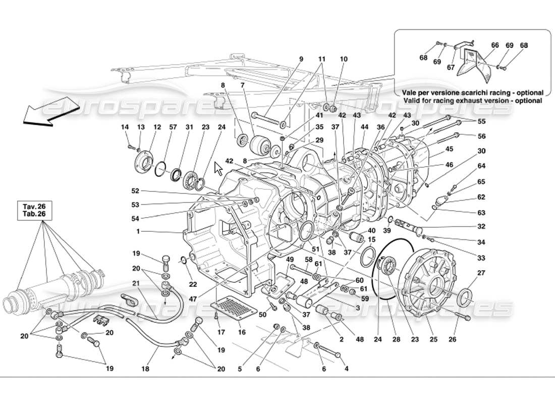 Ferrari 360 Modena Coperture del cambio Diagramma delle parti