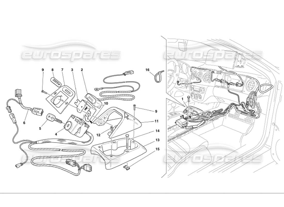 Ferrari 360 Modena Kit esclusione airbag passeggero Diagramma delle parti