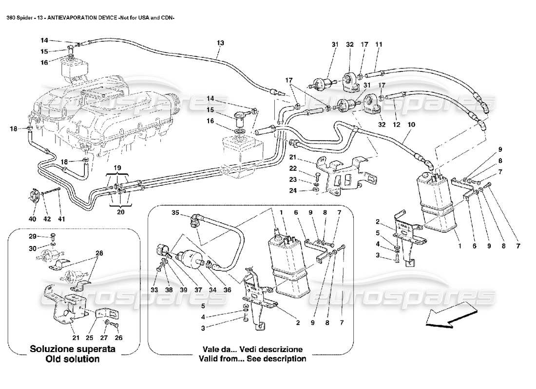 Ferrari 360 Spider Dispositivo Antievaporazione Diagramma delle parti
