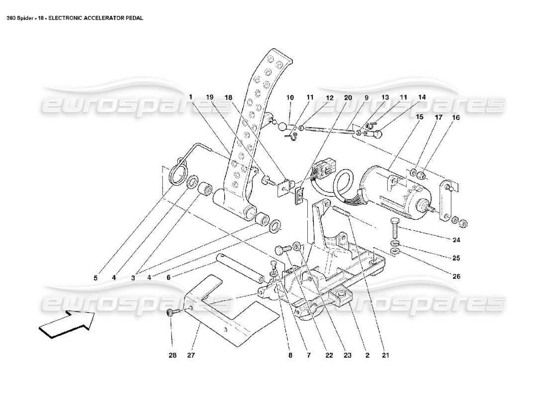Ferrari 360 Spider PEDALE ACCELERATORE ELETTRONICO Diagramma delle parti