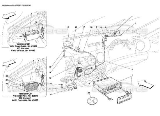 a part diagram from the Ferrari 360 Spider parts catalogue