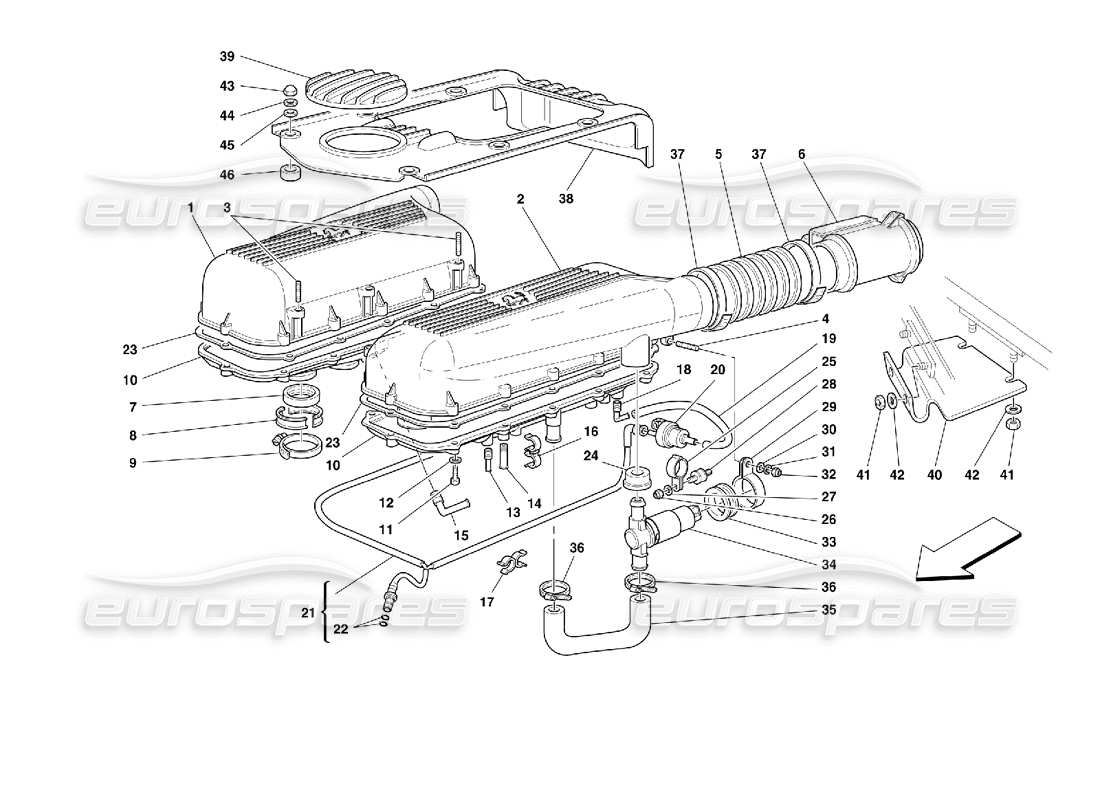 Ferrari 355 (2.7 Motronic) Scatole d'aria Diagramma delle parti