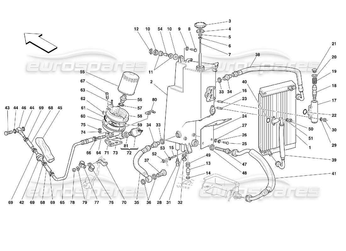 Ferrari 355 (2.7 Motronic) Sistema di lubrificazione Diagramma delle parti
