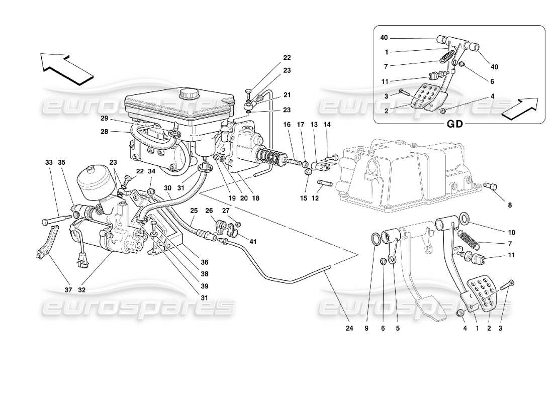 Ferrari 355 (2.7 Motronic) Sistema idraulico dei freni Diagramma delle parti