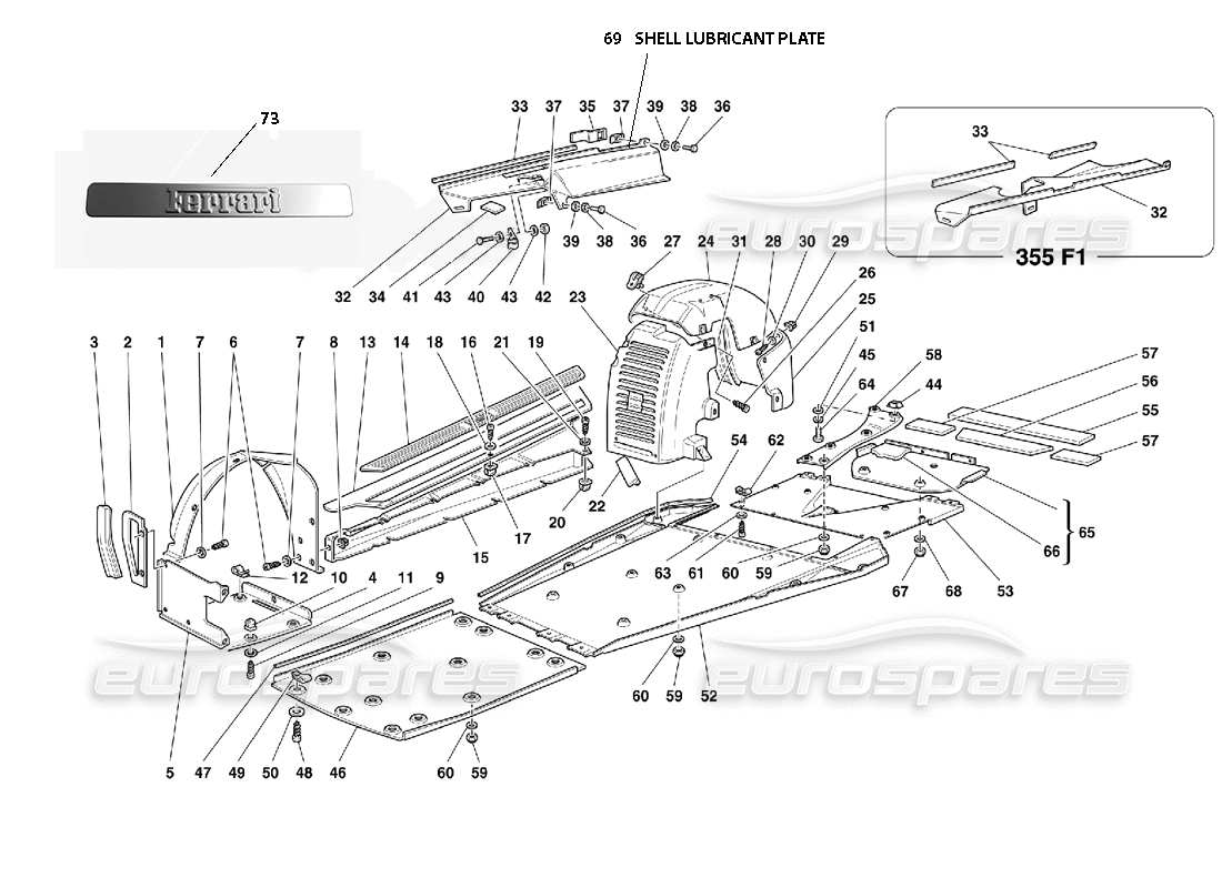 Ferrari 355 (2.7 Motronic) Carrozzeria: scudi e timonerie Diagramma delle parti