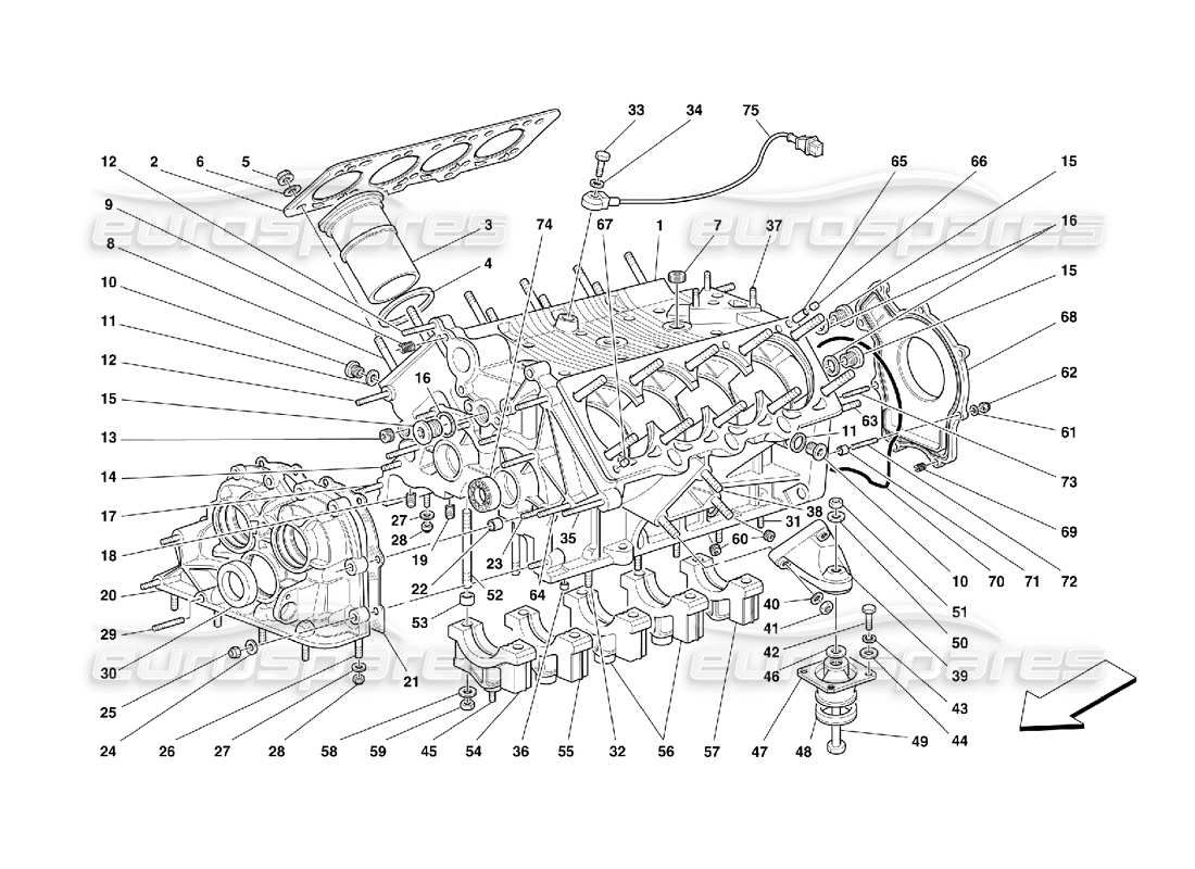 Schema delle parti Ferrari 355 (5.2 Motronic) BASAMENTO
