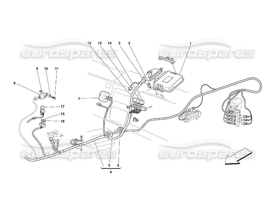 Ferrari 355 (5.2 Motronic) controllo elettronico del cambio Diagramma delle parti