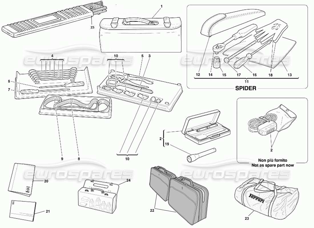 Ferrari 355 (5.2 Motronic) Tools Equipment - Documents & Accessories Diagramma delle parti