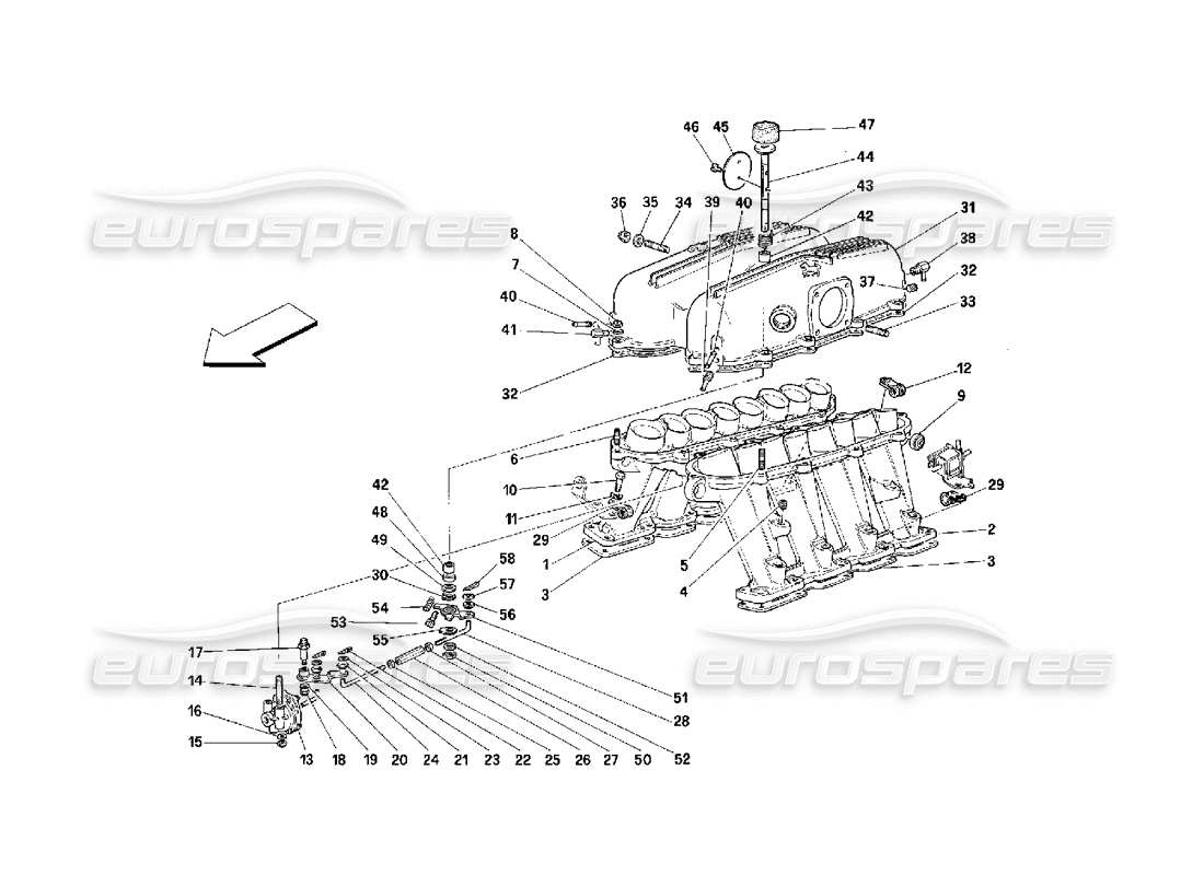 Schema delle parti Ferrari 348 (2.7 Motronic) Collettori e Coperchi