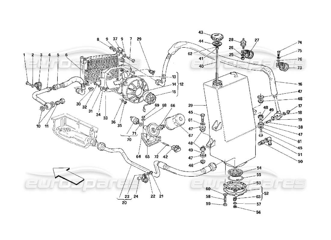 Ferrari 348 (2.7 Motronic) Sistema di lubrificazione Diagramma delle parti