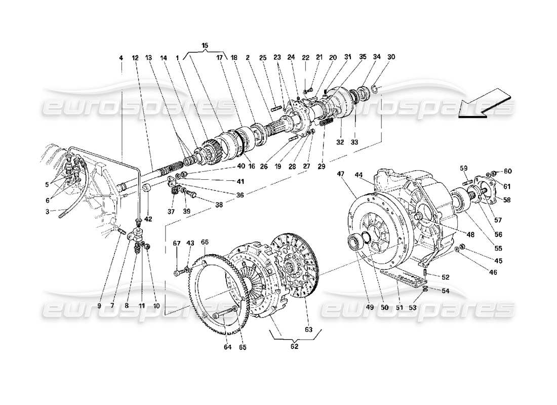 Ferrari 348 (2.7 Motronic) Frizione e Comandi Diagramma delle parti