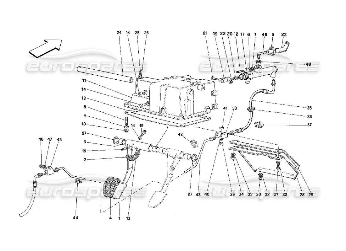 Schema delle parti Ferrari 348 (2.7 Motronic) comando rilascio frizione
