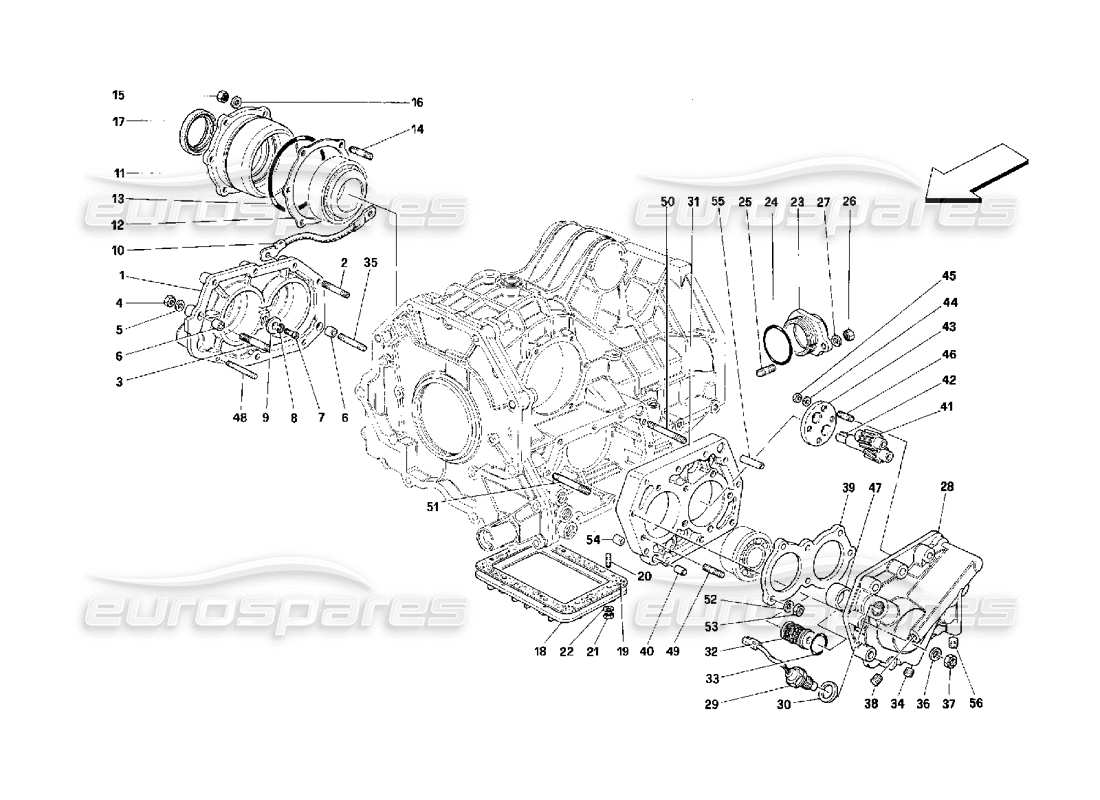 Schema delle parti Ferrari 348 (2.7 Motronic) Coperture del cambio