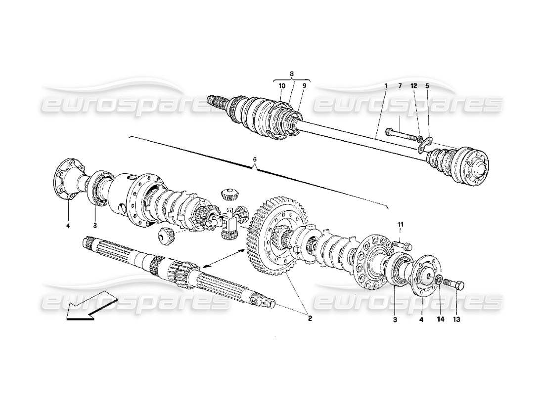 Schema delle parti Ferrari 348 (2.7 Motronic) Differential & Axle Shafts