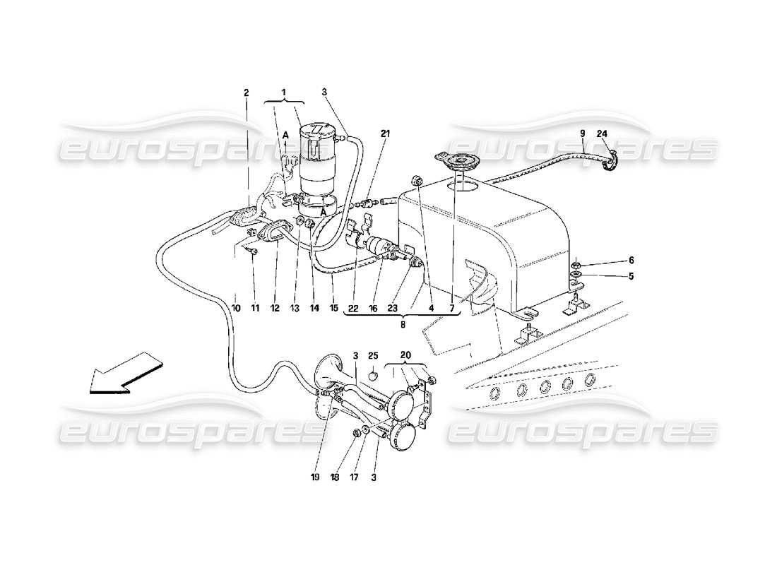 Ferrari 348 (2.7 Motronic) Rondella e avvisatori acustici Diagramma delle parti