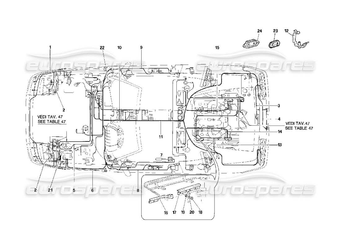 Ferrari 348 (2.7 Motronic) Sistema elettrico Diagramma delle parti