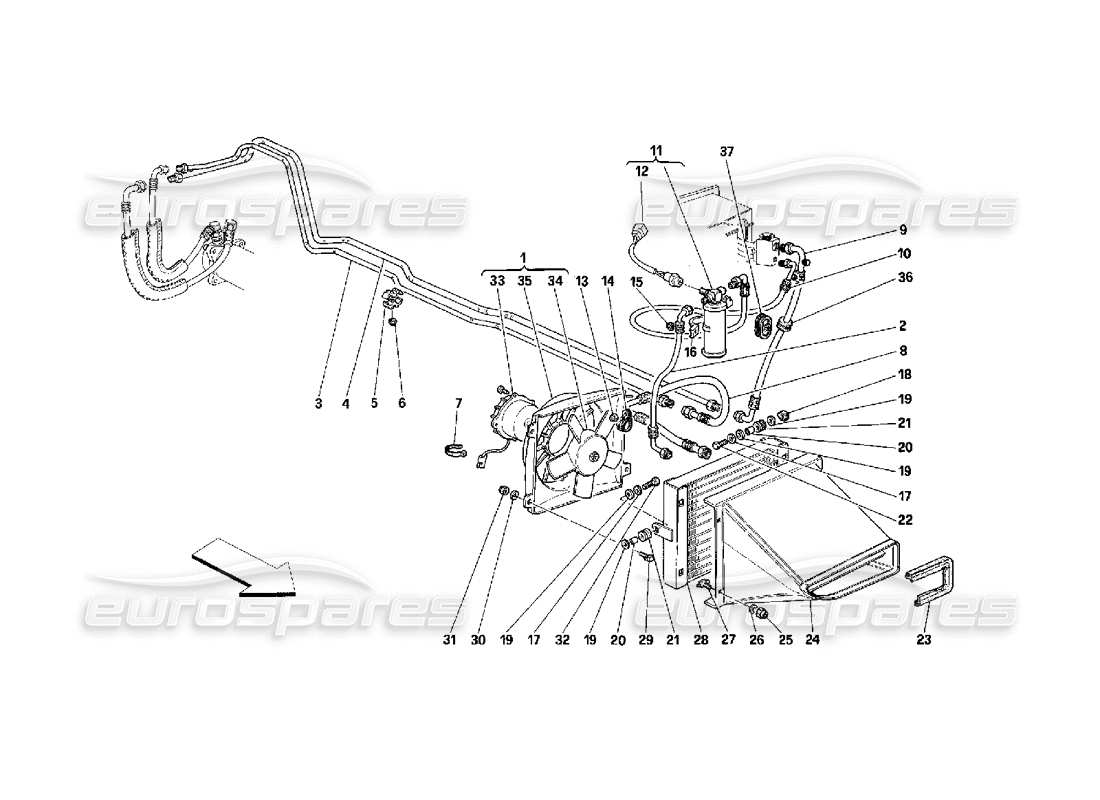 Ferrari 348 (2.7 Motronic) Sistema di aria condizionata Diagramma delle parti