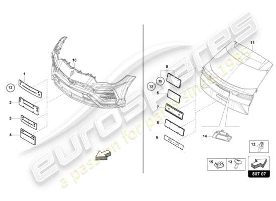a part diagram from the Lamborghini Urus S (2023) parts catalogue