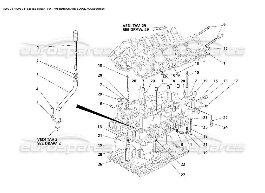 Maserati 3200 GT/GTA/Assetto Corsa Fastening & Block Acc Diagramma delle parti