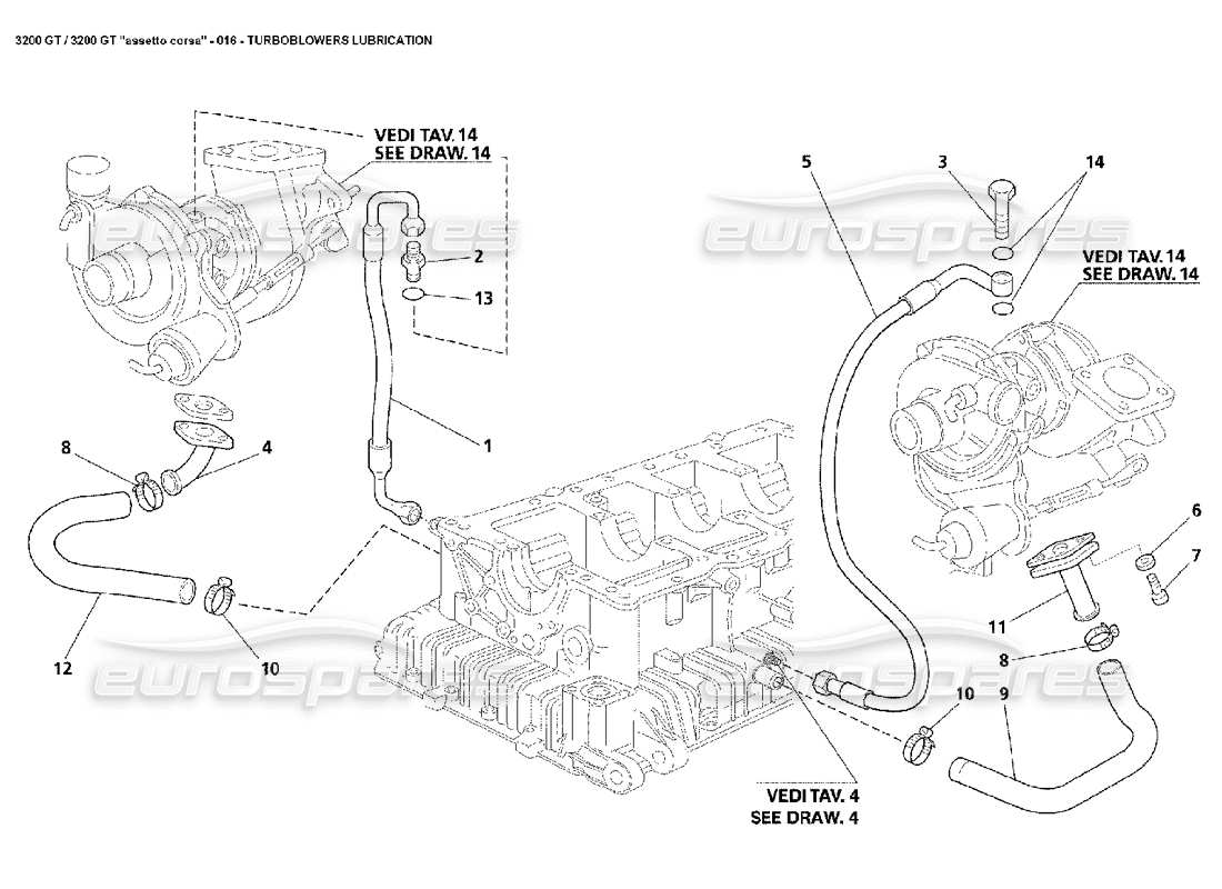 Maserati 3200 GT/GTA/Assetto Corsa Lubrificazione Turbo Diagramma delle parti
