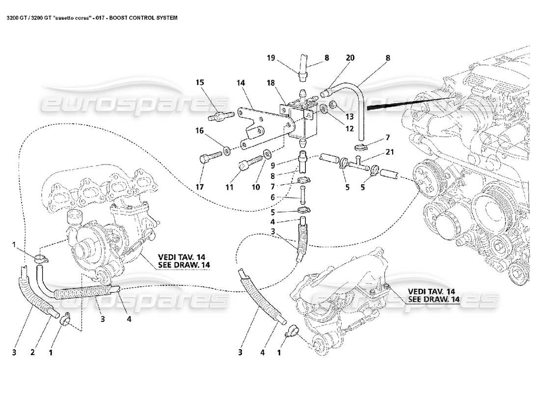Maserati 3200 GT/GTA/Assetto Corsa Aumenta il sistema di controllo Diagramma delle parti
