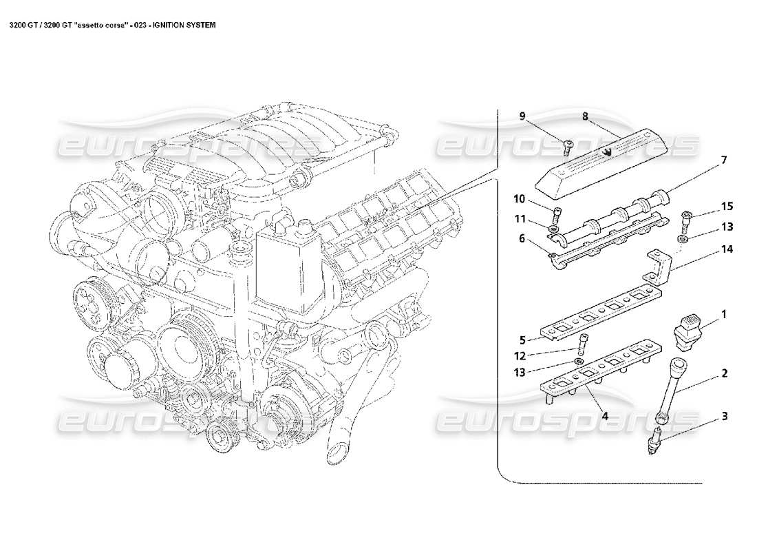 Maserati 3200 GT/GTA/Assetto Corsa Sistema di accensione Diagramma delle parti