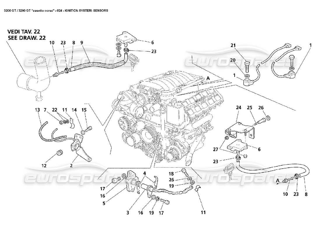 Maserati 3200 GT/GTA/Assetto Corsa Sistema di accensione: sensori Diagramma delle parti