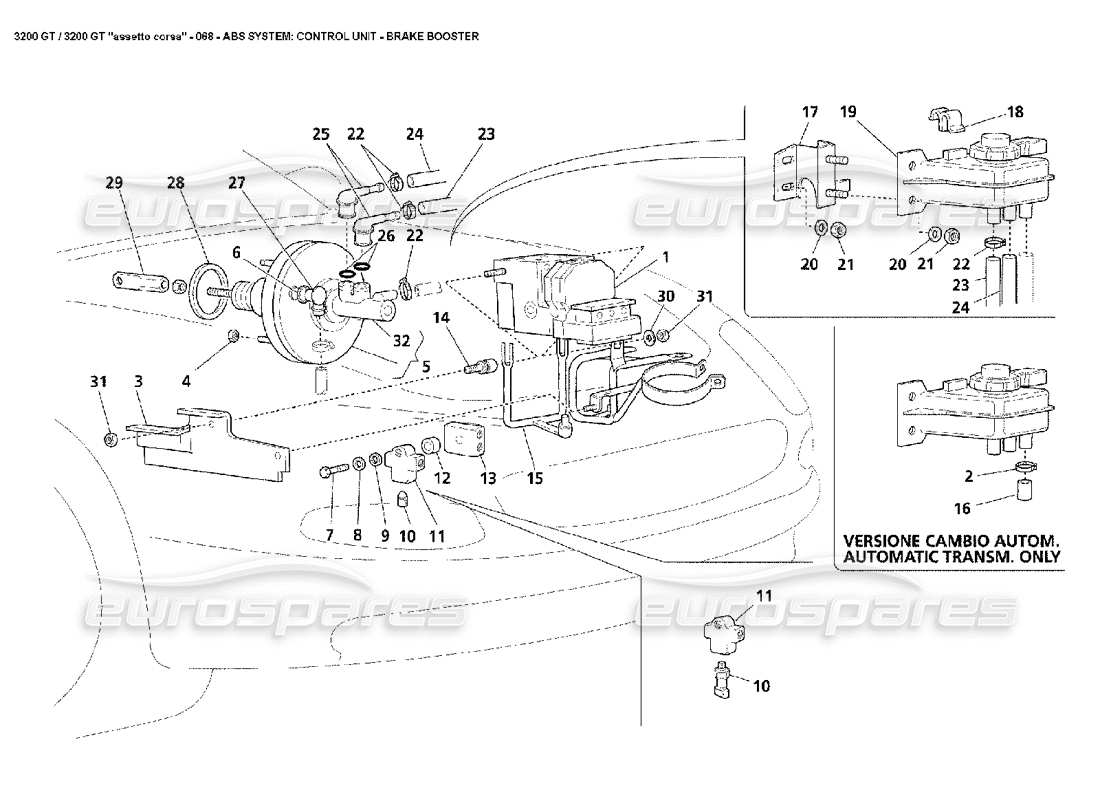 Maserati 3200 GT/GTA/Assetto Corsa ABS: ECU & Servo Diagramma delle parti