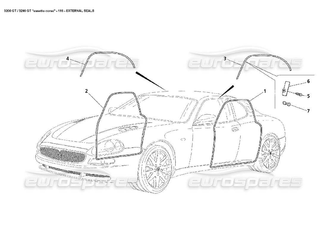 Maserati 3200 GT/GTA/Assetto Corsa Guarnizioni esterne Diagramma delle parti