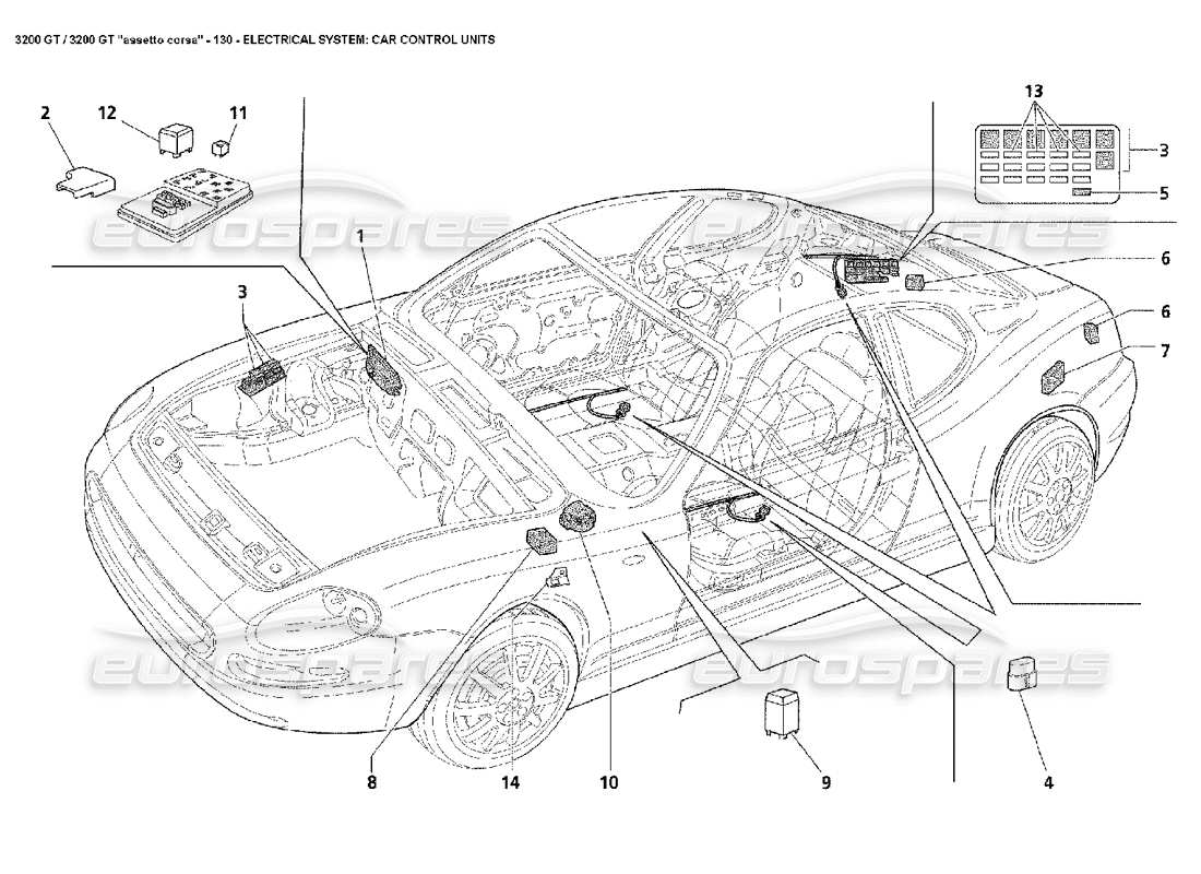 Maserati 3200 GT/GTA/Assetto Corsa Elettrico: centraline per auto Diagramma delle parti