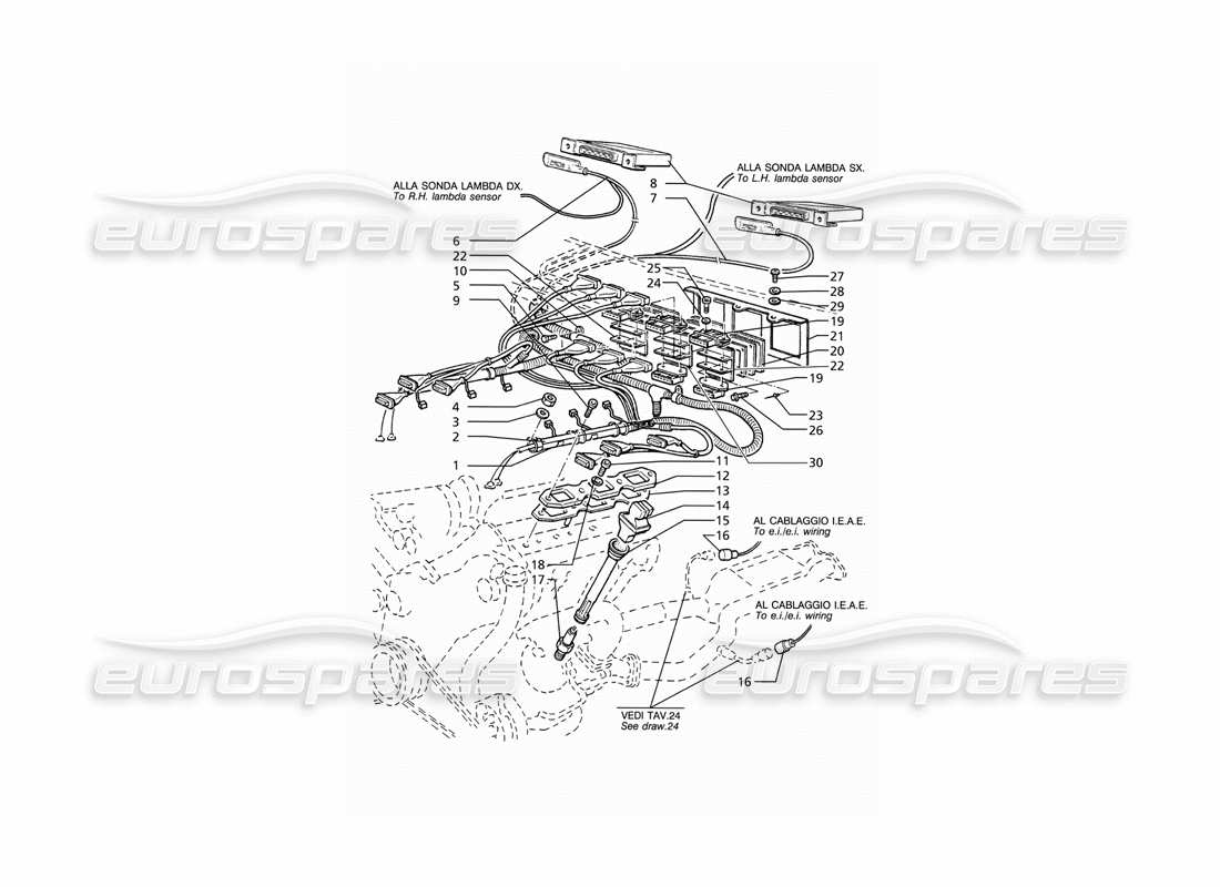 Schema delle parti Maserati Ghibli 2.8 (ABS) Temporizzazione del sistema di accensione