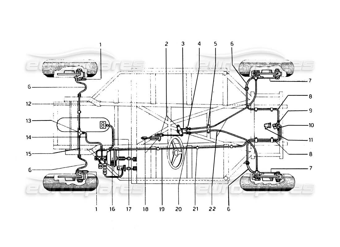 Ferrari 275 GTB/GTS 2 cam Sistema di frenaggio Diagramma delle parti