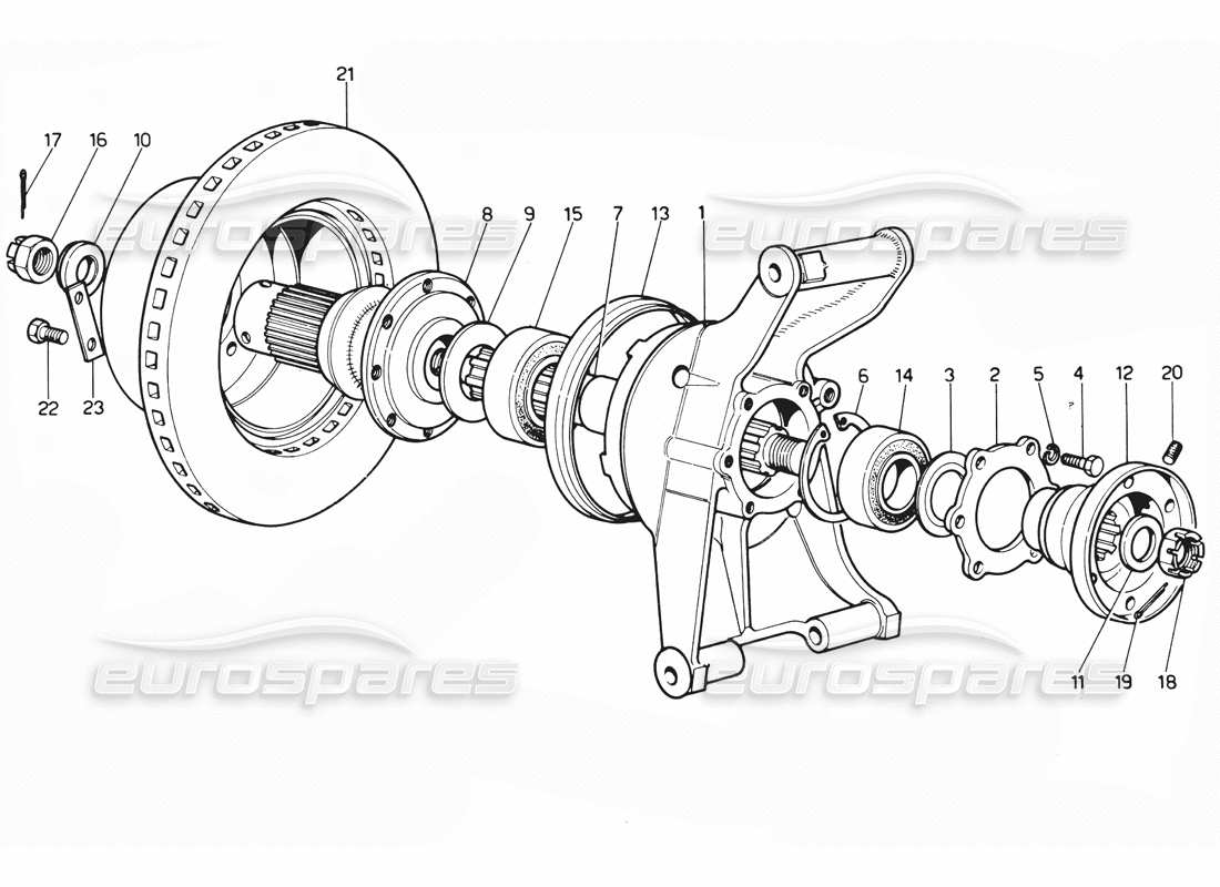 Ferrari 365 GTC4 (meccanico) Rear suspension & brake disc diagramma delle parti
