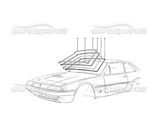 a part diagram from the Ferrari 365 GT4 2+2 Coachwork parts catalogue