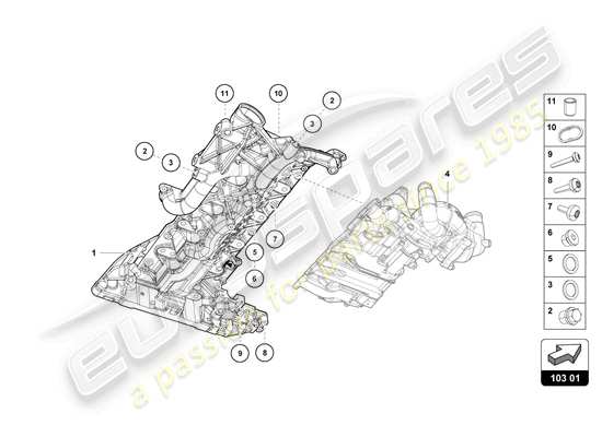 a part diagram from the Lamborghini Evo Spyder (2024) parts catalogue
