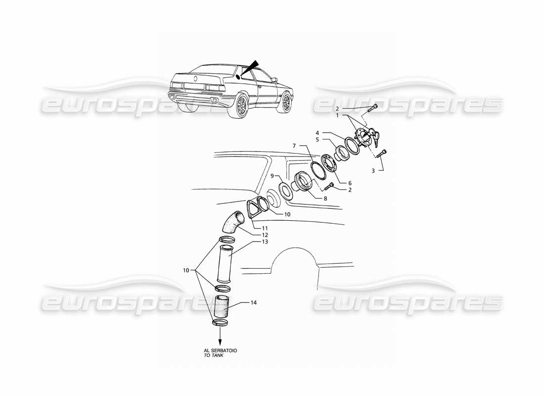 Maserati Ghibli 2.0 Cup RIEMPIMENTO CARBURANTE Diagramma delle parti
